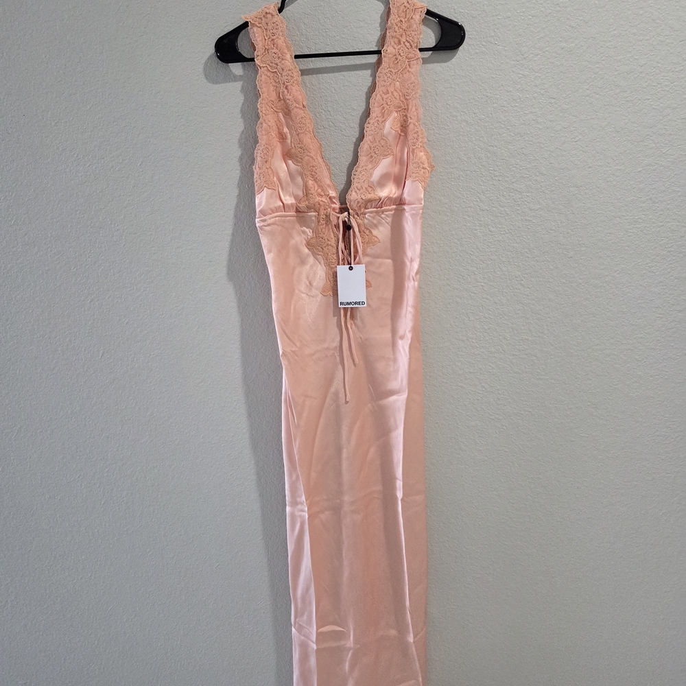 Rumored Satin Plunging V-neck Venice Dress